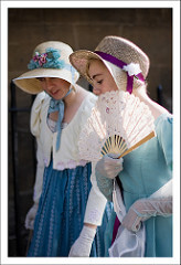 Two women in regency dress