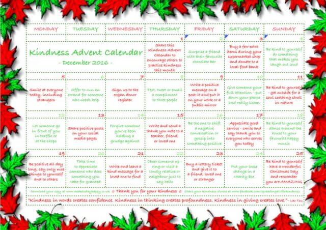 Advent of Kindness Calendar