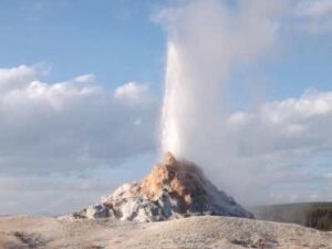 Yellowstone - White Dome Geyser erupting